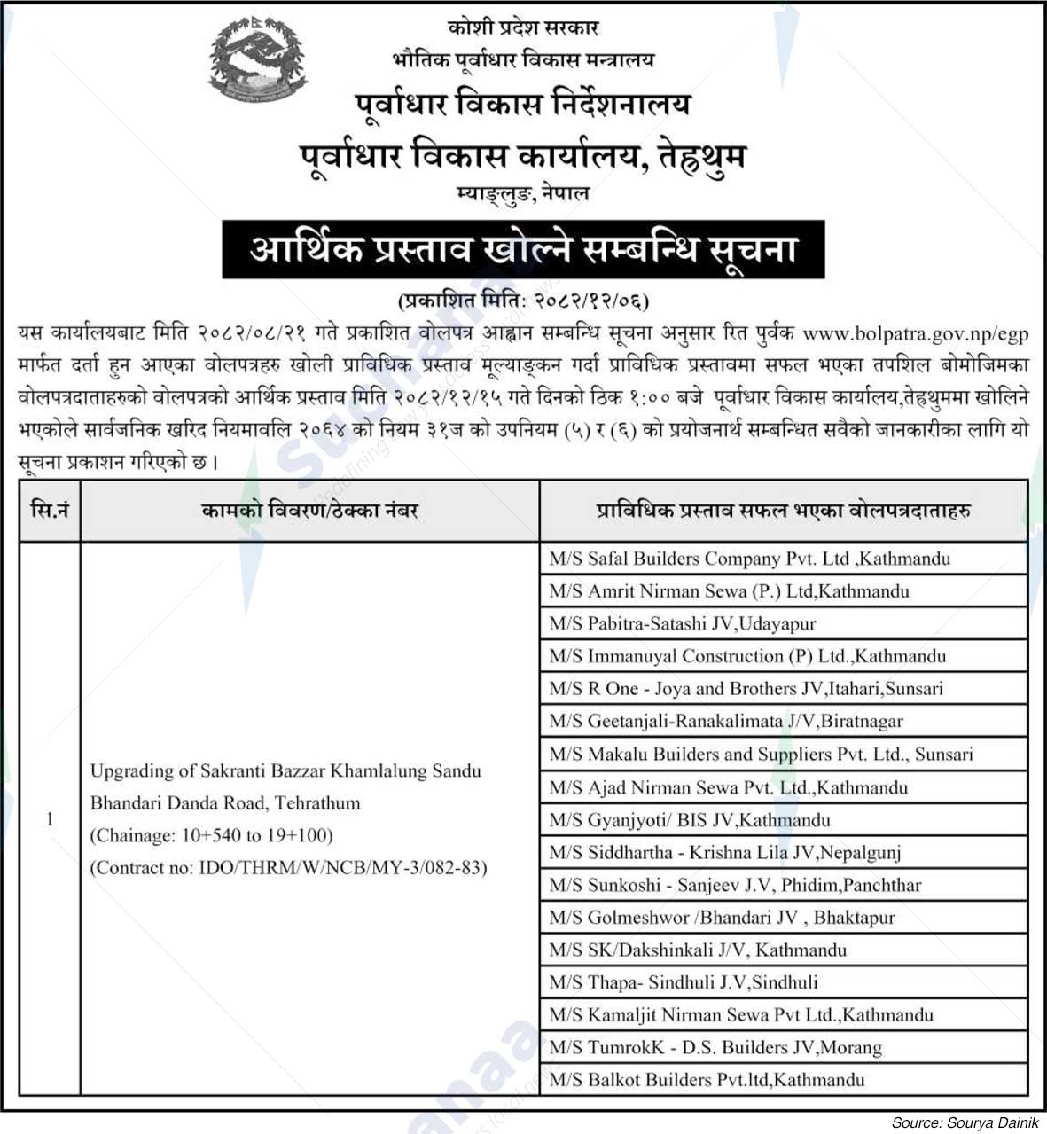 Infrastructure Development Office, Tehrathum