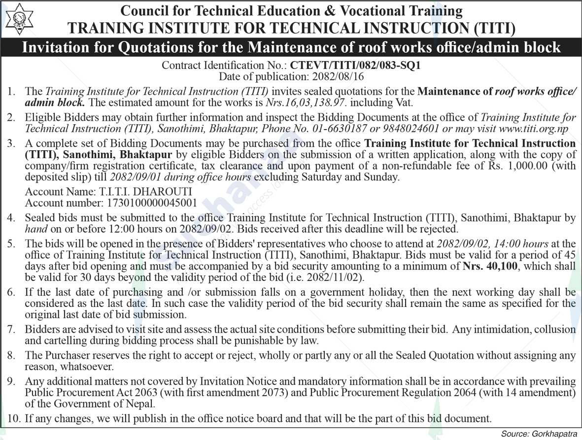 Training Institute For Technical Instruction (TITI), Bhaktapur
