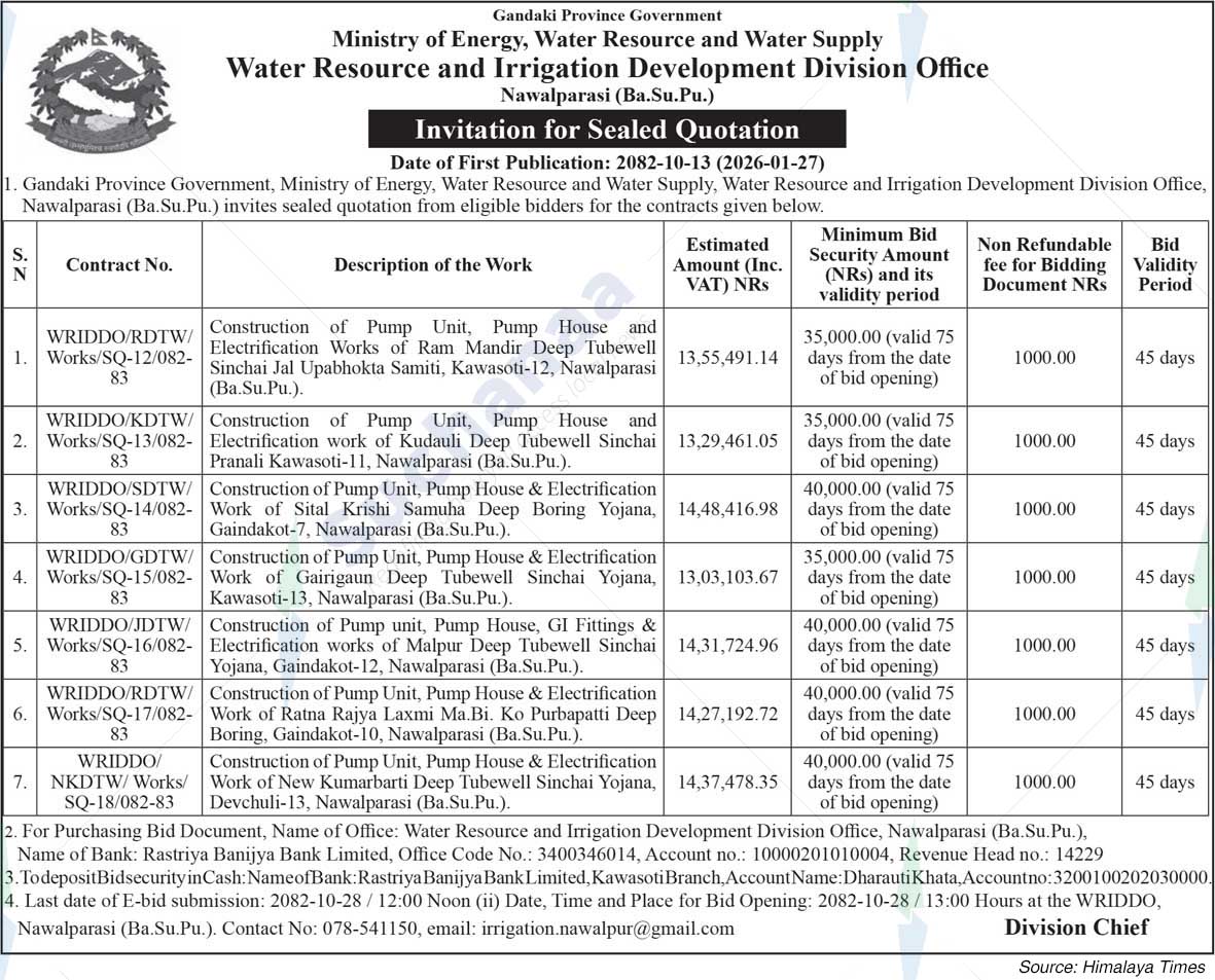 Water Resource and Irrigation Development Division Office, Nawalparasi (Ba.Su.Pu.)