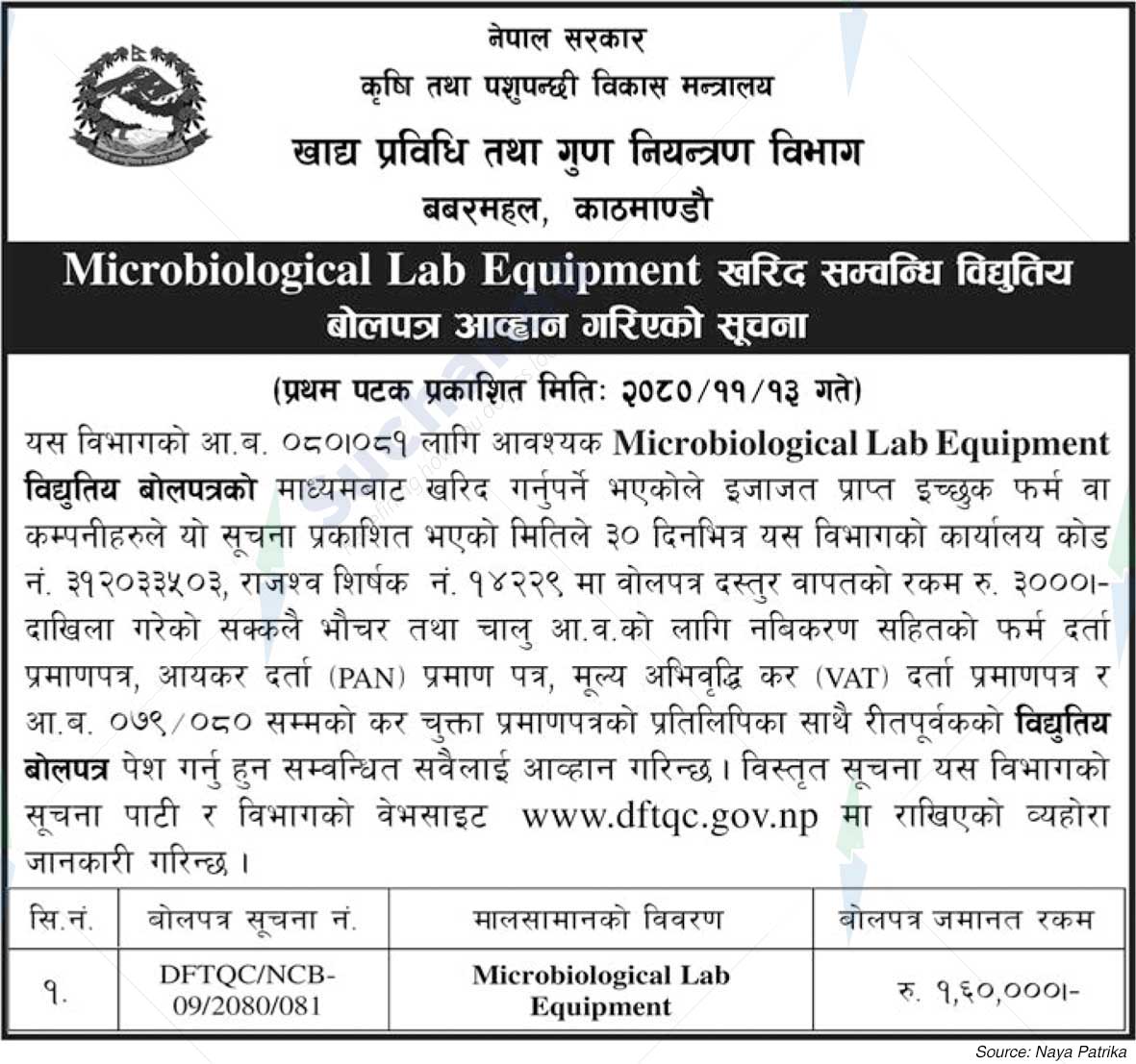 Department of Food Technology and Quality Control