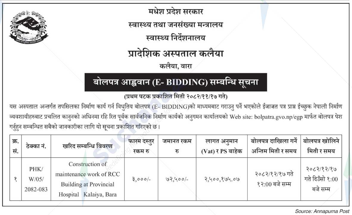 Provincial Hospital, Kalaiya, Bara