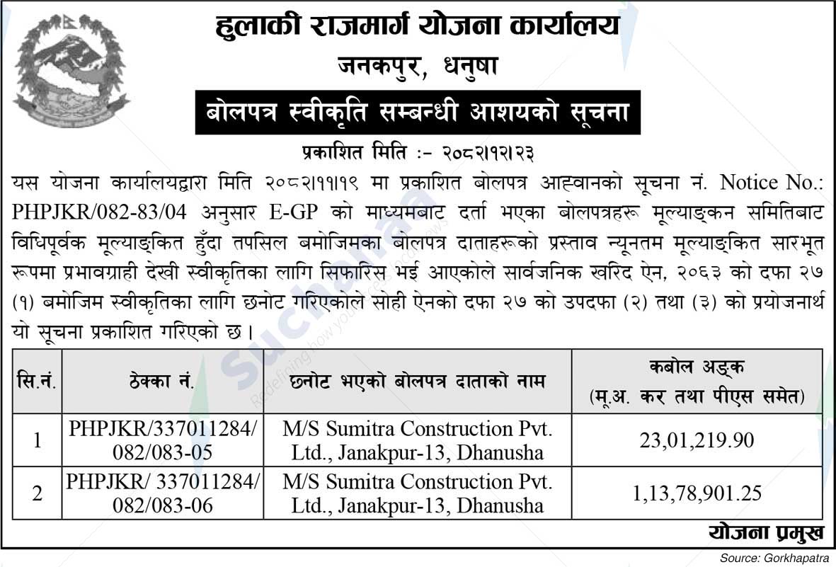Postal Highway Project, Janakpur