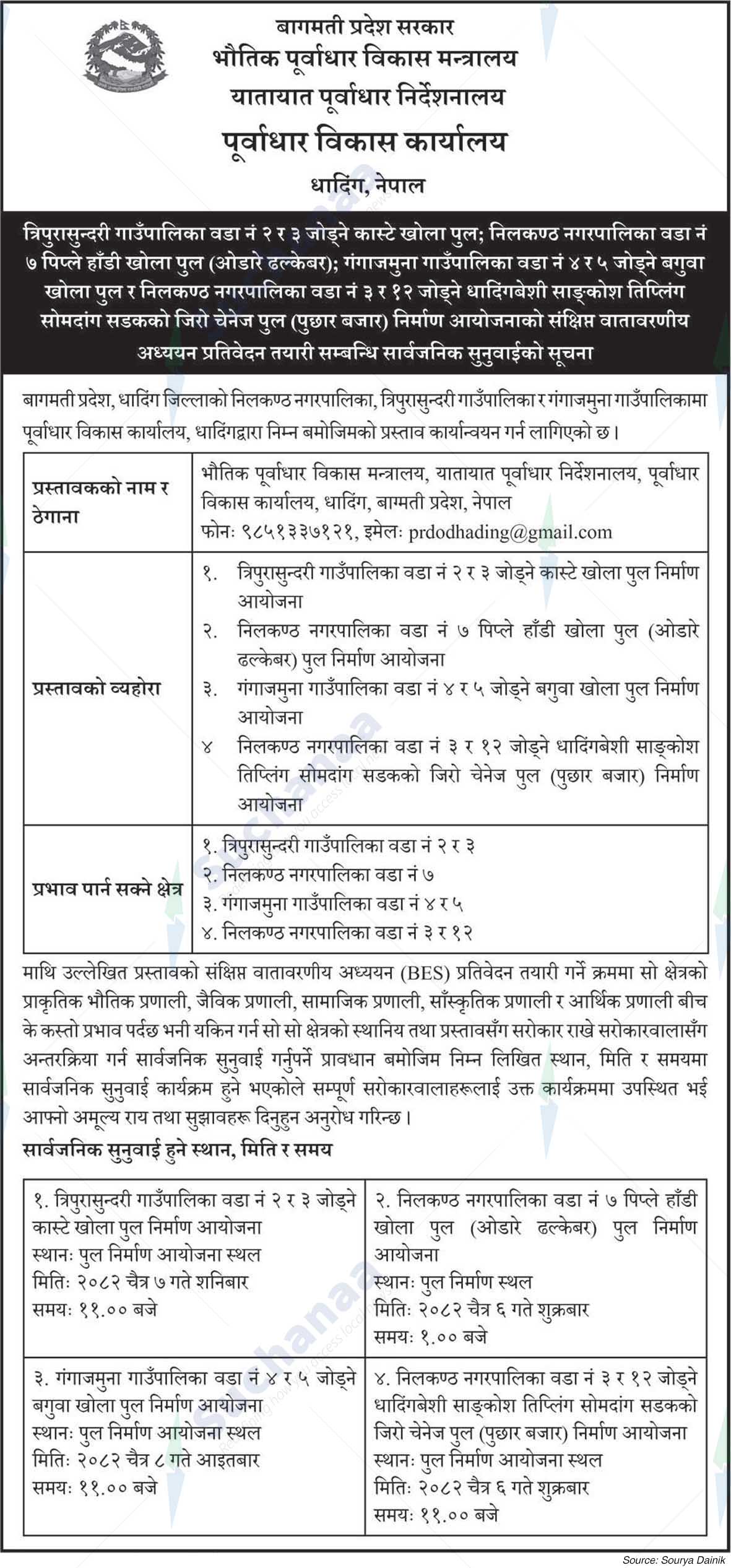 Infrastructure Development Office, Dhading