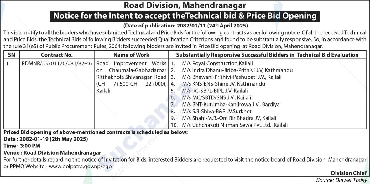 Road Division, Mahendranagar