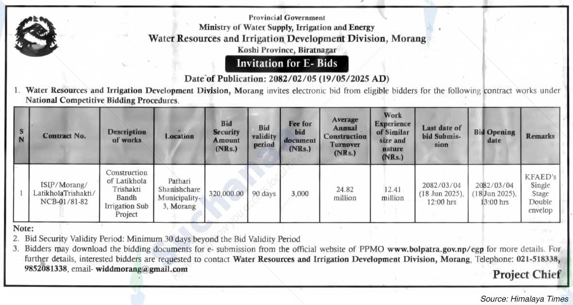 Water Resources and Irrigation Development Division, Morang