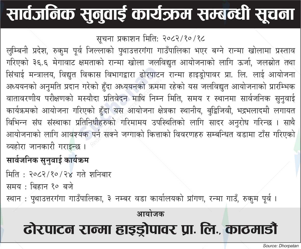 Dhorpatan Ranma Hydropower Pvt. Ltd., Kathmandu