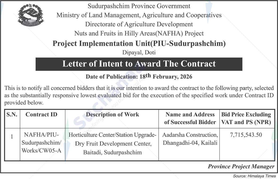 Project Implementation Unit(PIU-Sudurpashchim), Doti