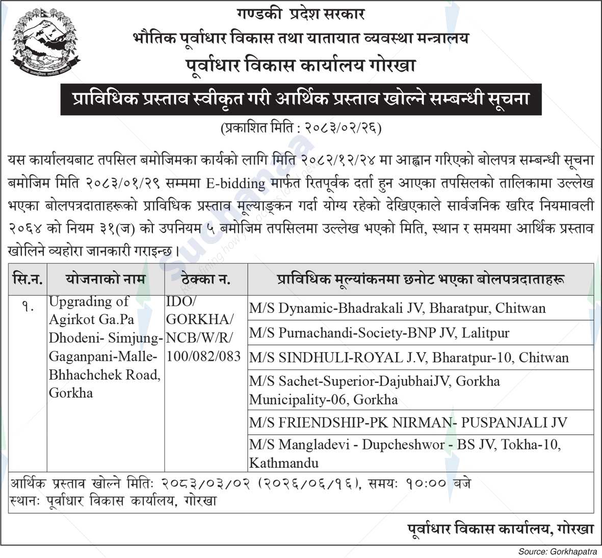 Infrastructure Development Office, Gorkha
