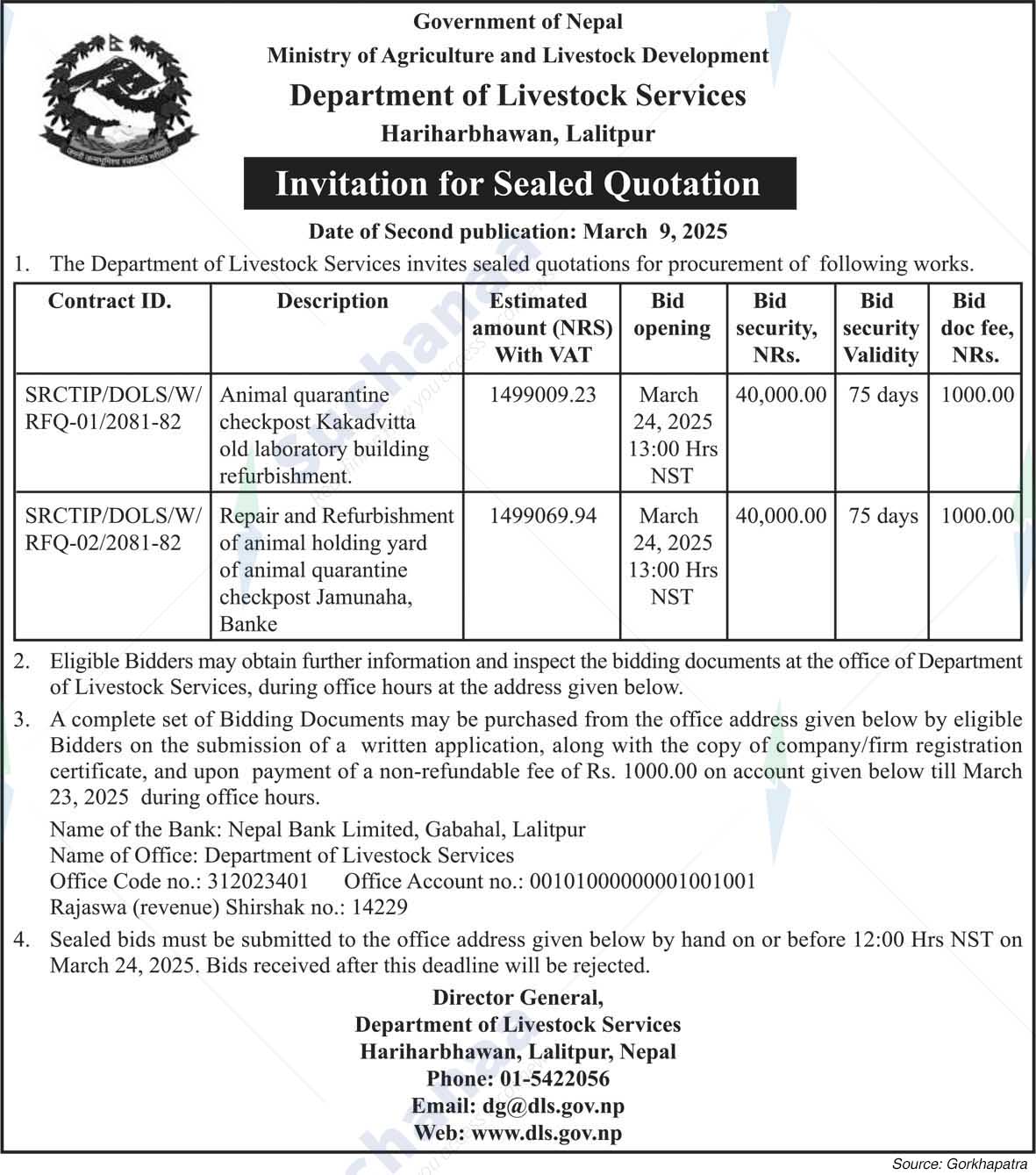 Department of Livestock Services