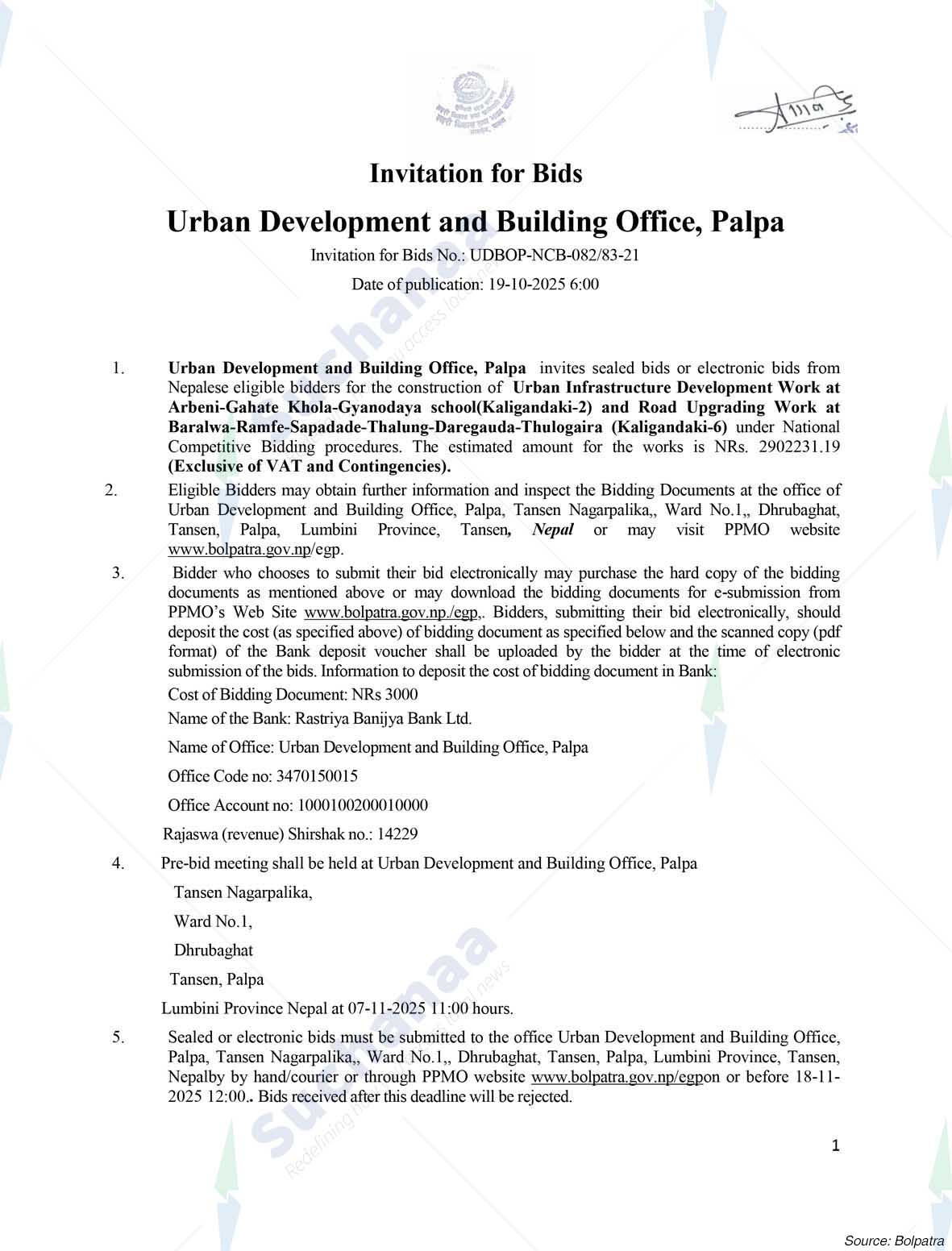 Urban Development and Building Office, Palpa