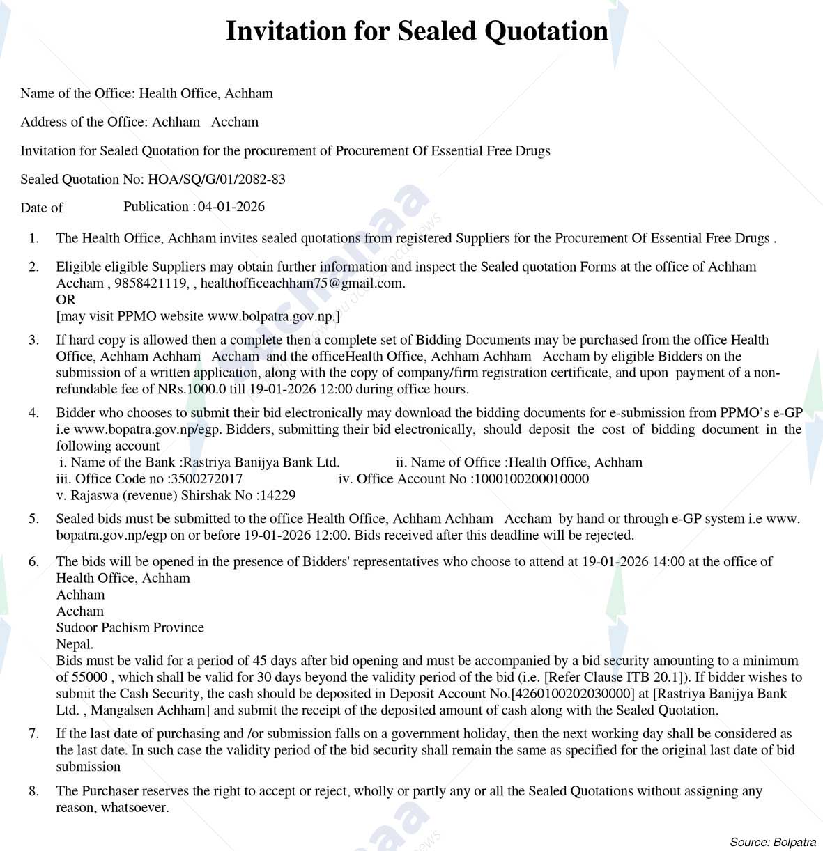 Health Office, Achham