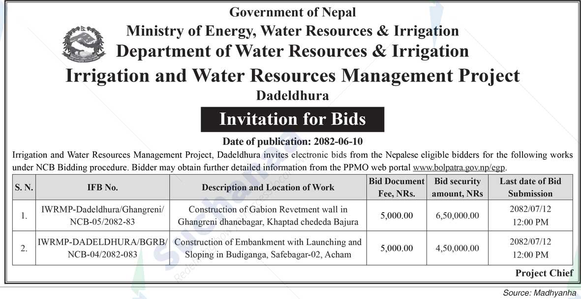 Irrigation and Water Resources Management Project, Dadeldhura