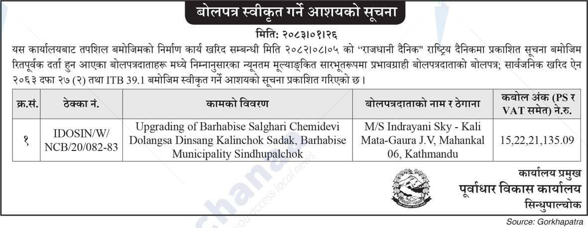 Infrastructure Development Office, Sindhupalchowk