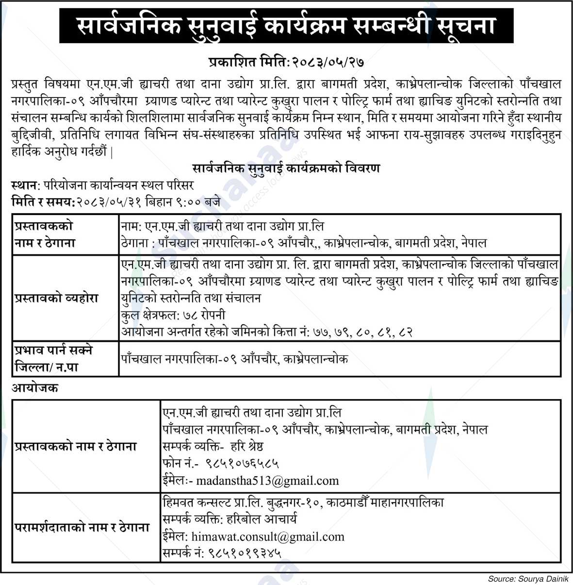 N.M.G. Hatechery Tatha Dana Udhyog Pvt. Ltd.