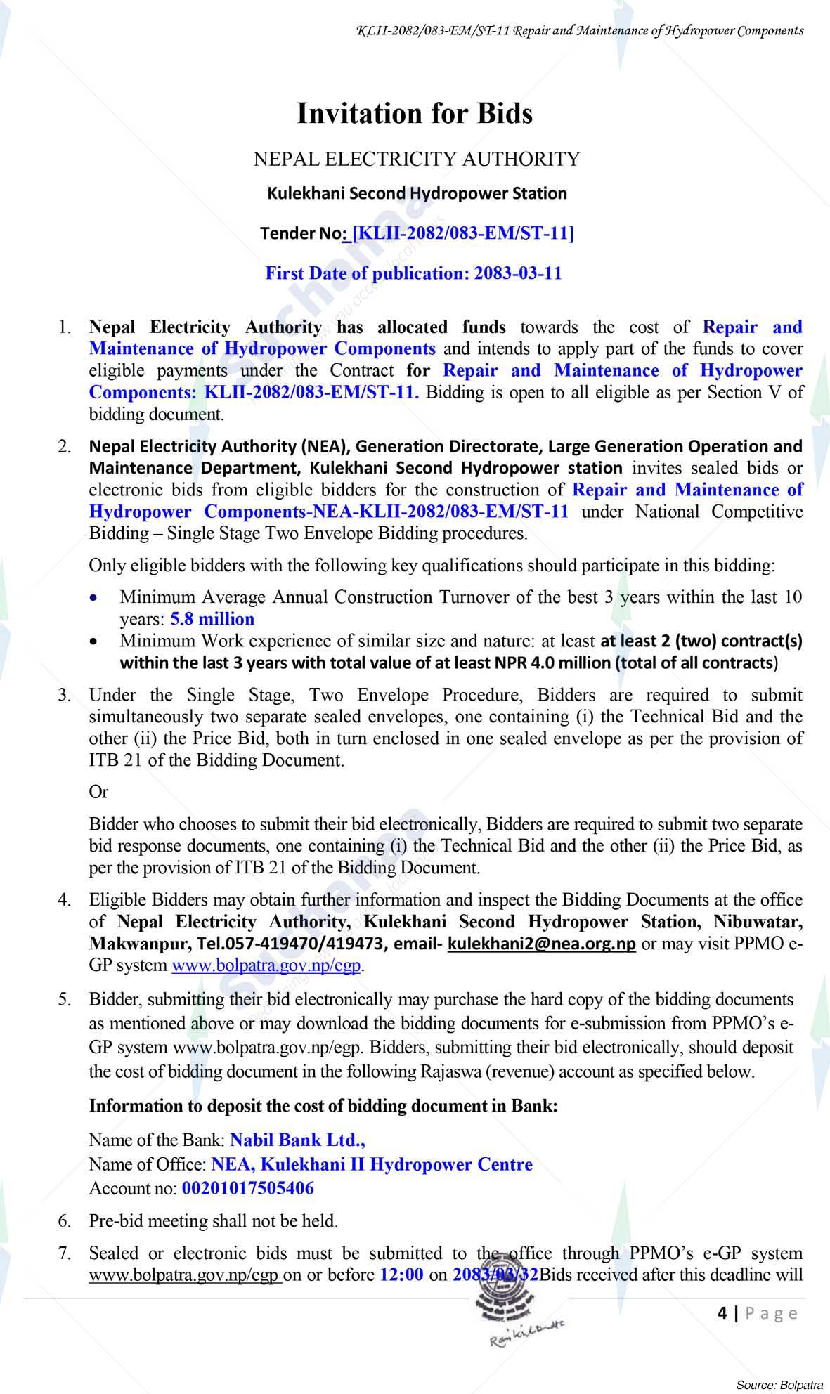 NEA, Kulekhani Second Hydropower Station