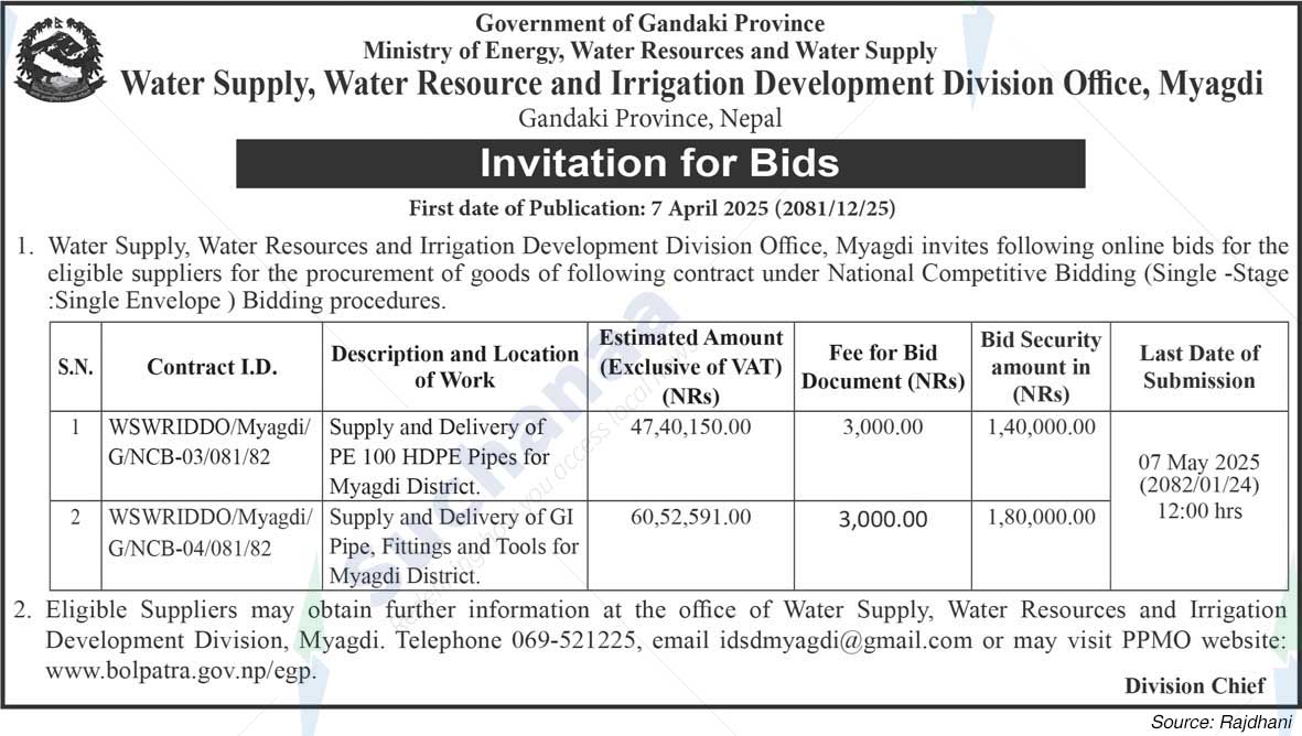 Water Supply, Water Resource and Irrigation Development Division Office, Myagdi