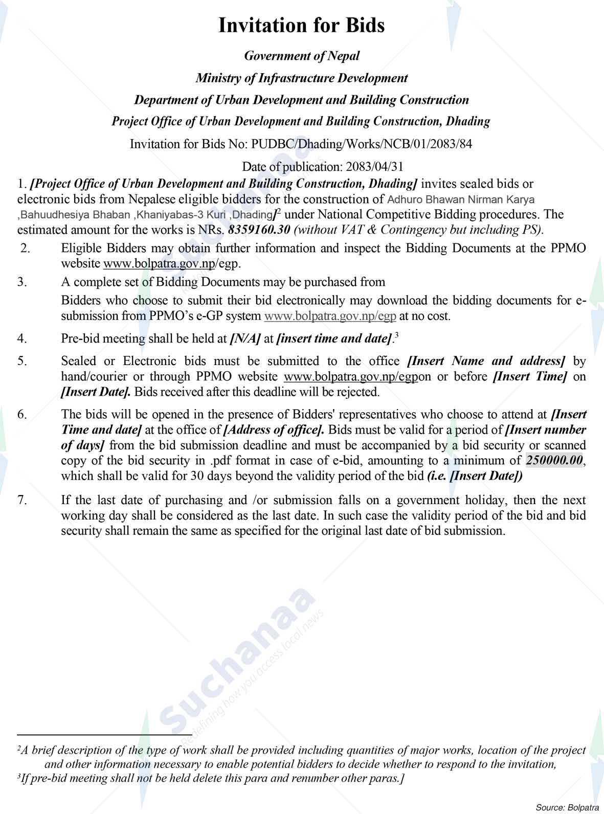Project Office of Urban Development and Building Construction, Dhading