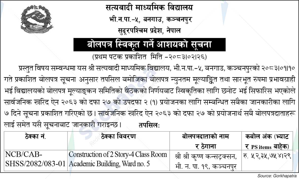 Satyavadi Secondary School, Kanchanpur