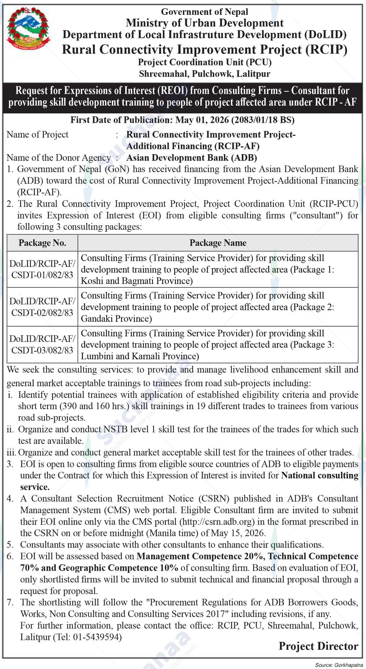 Rural Connectivity Improvement Project (RCIP), Lalitpur