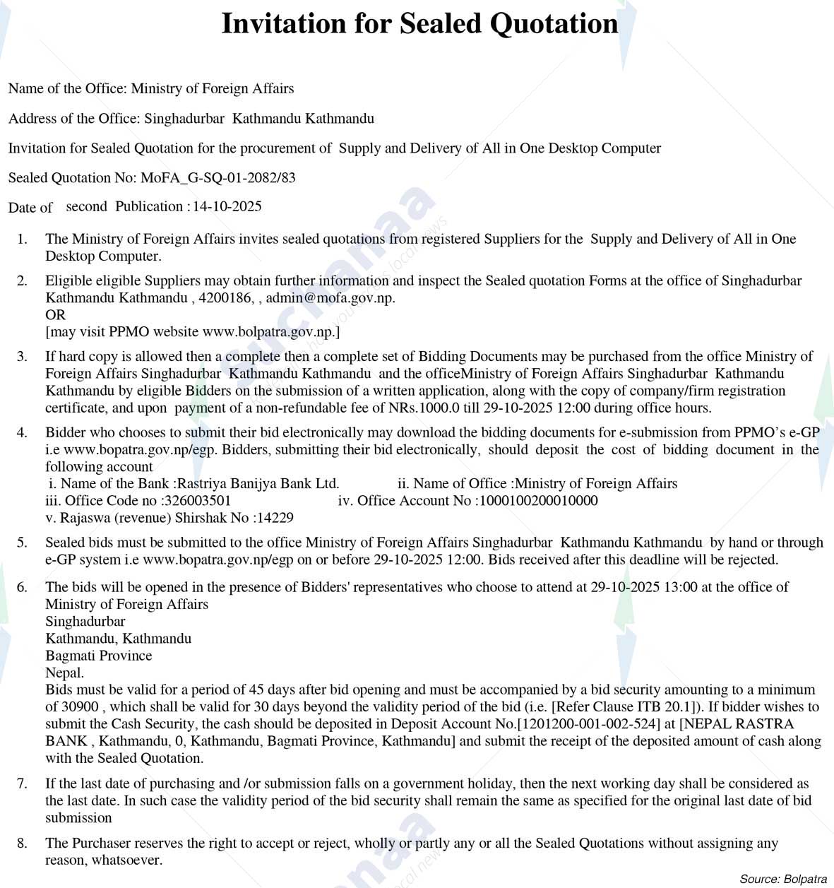 Ministry of Foreign Affairs