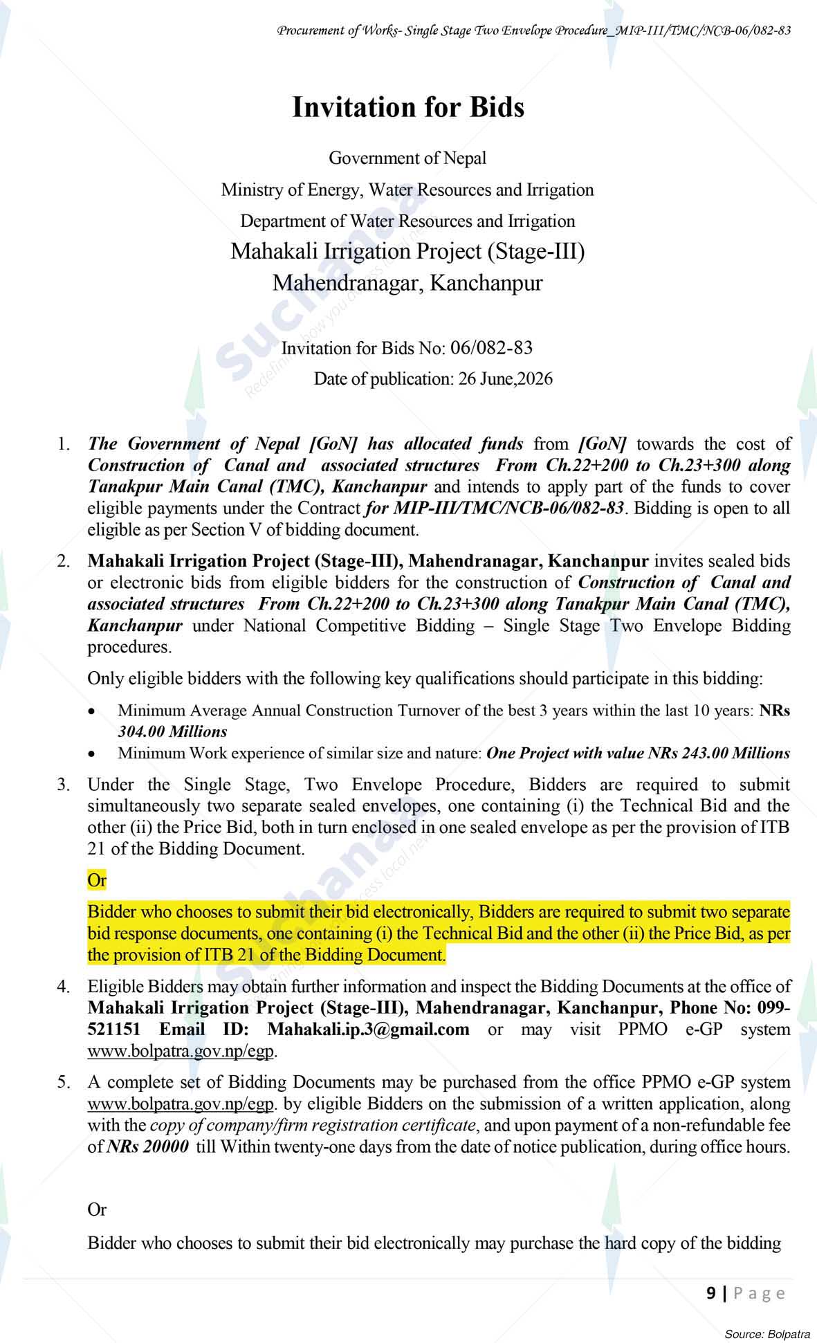 Mahakali Irrigation Project-III Stage, Kanchanpur