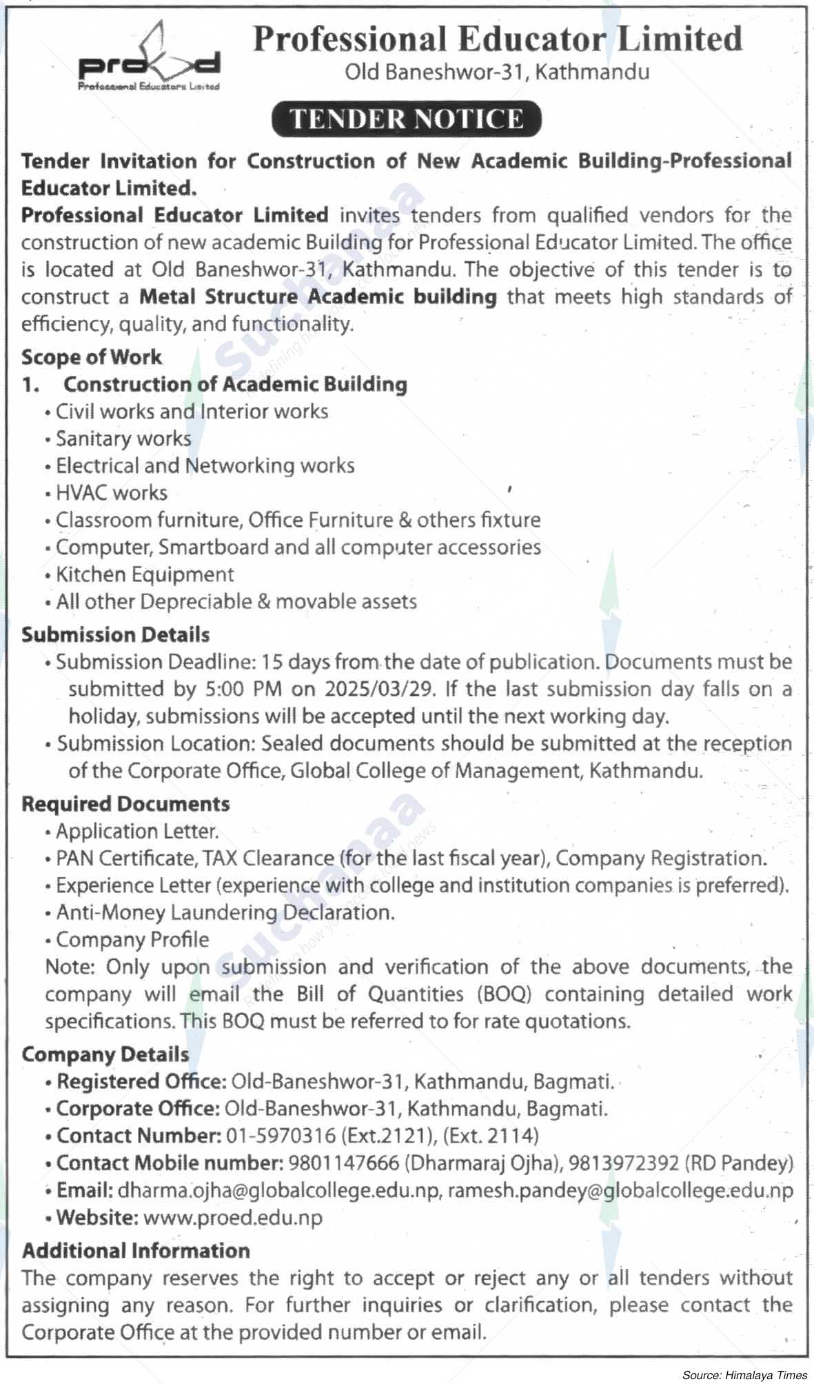 Professional Educator Limited