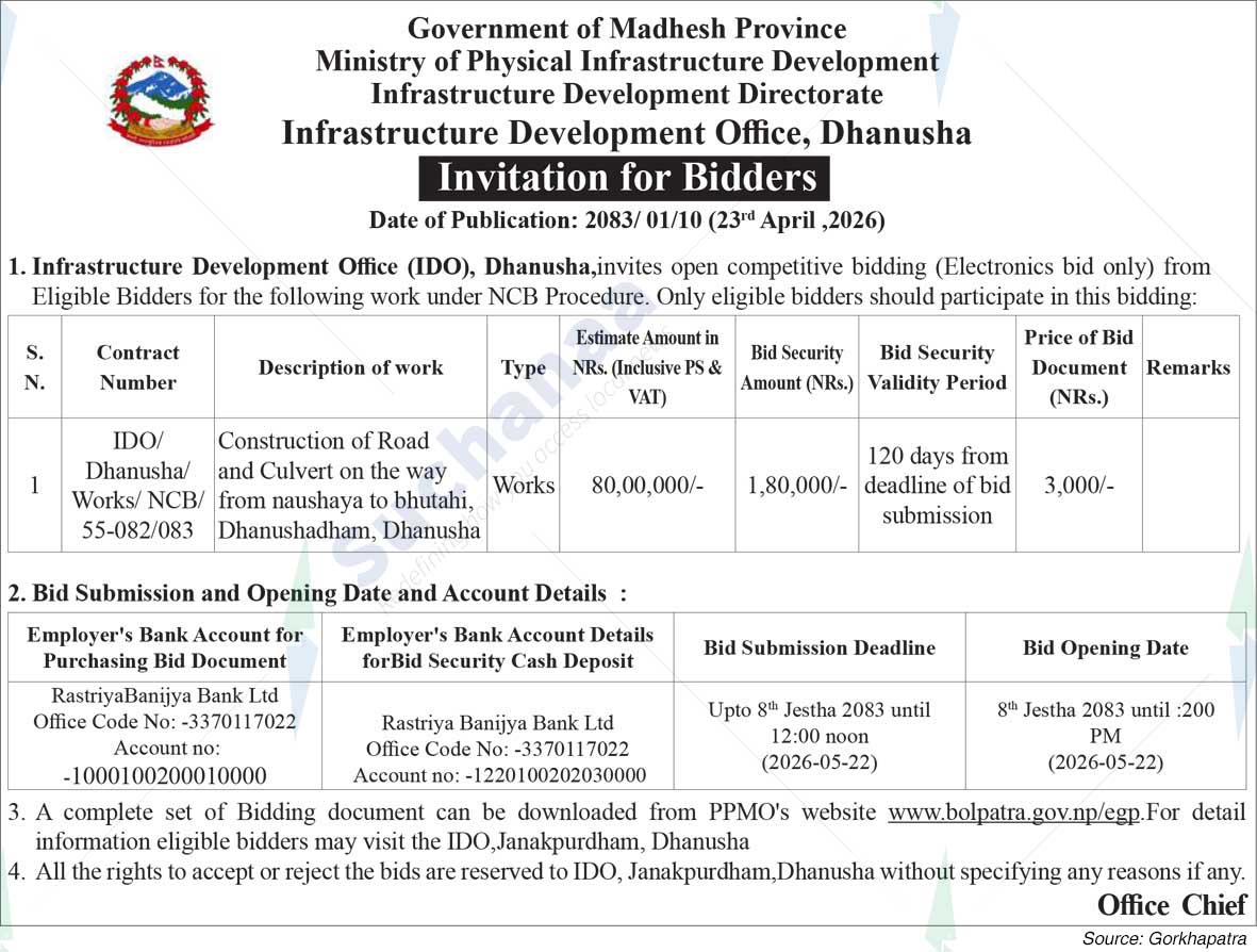 Infrastructure Development Office, Dhanusha