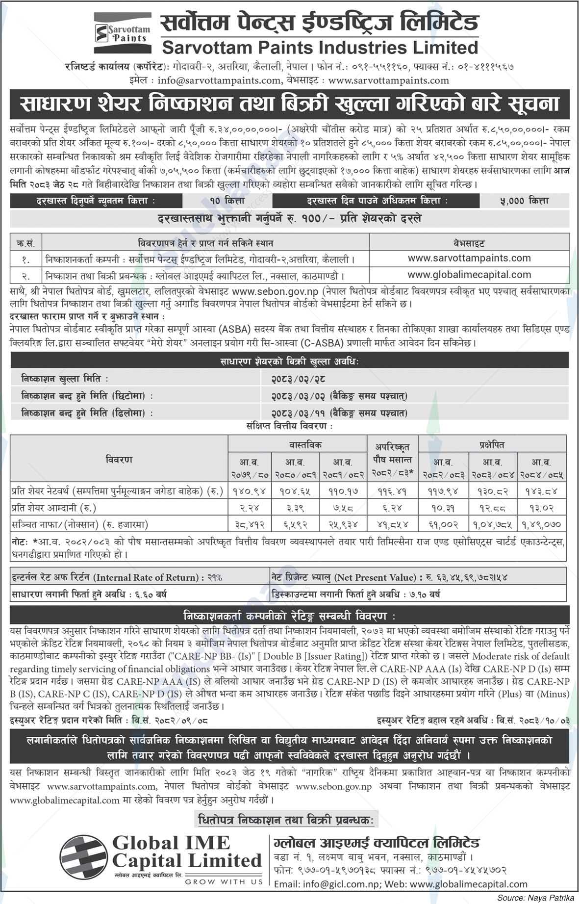 Sarvottam Paints Industries Ltd.