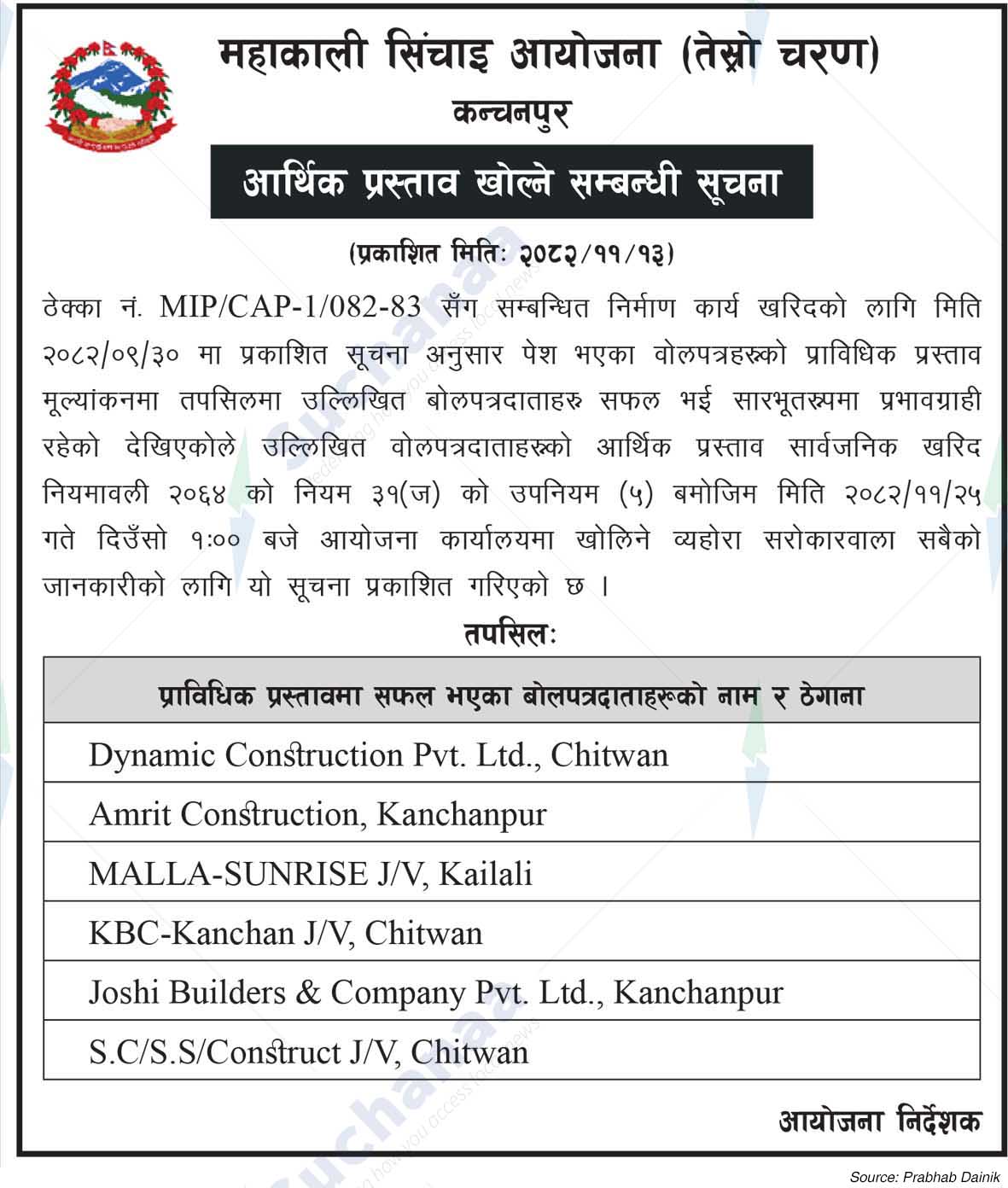 Mahakali Irrigation Project-III Stage, Kanchanpur