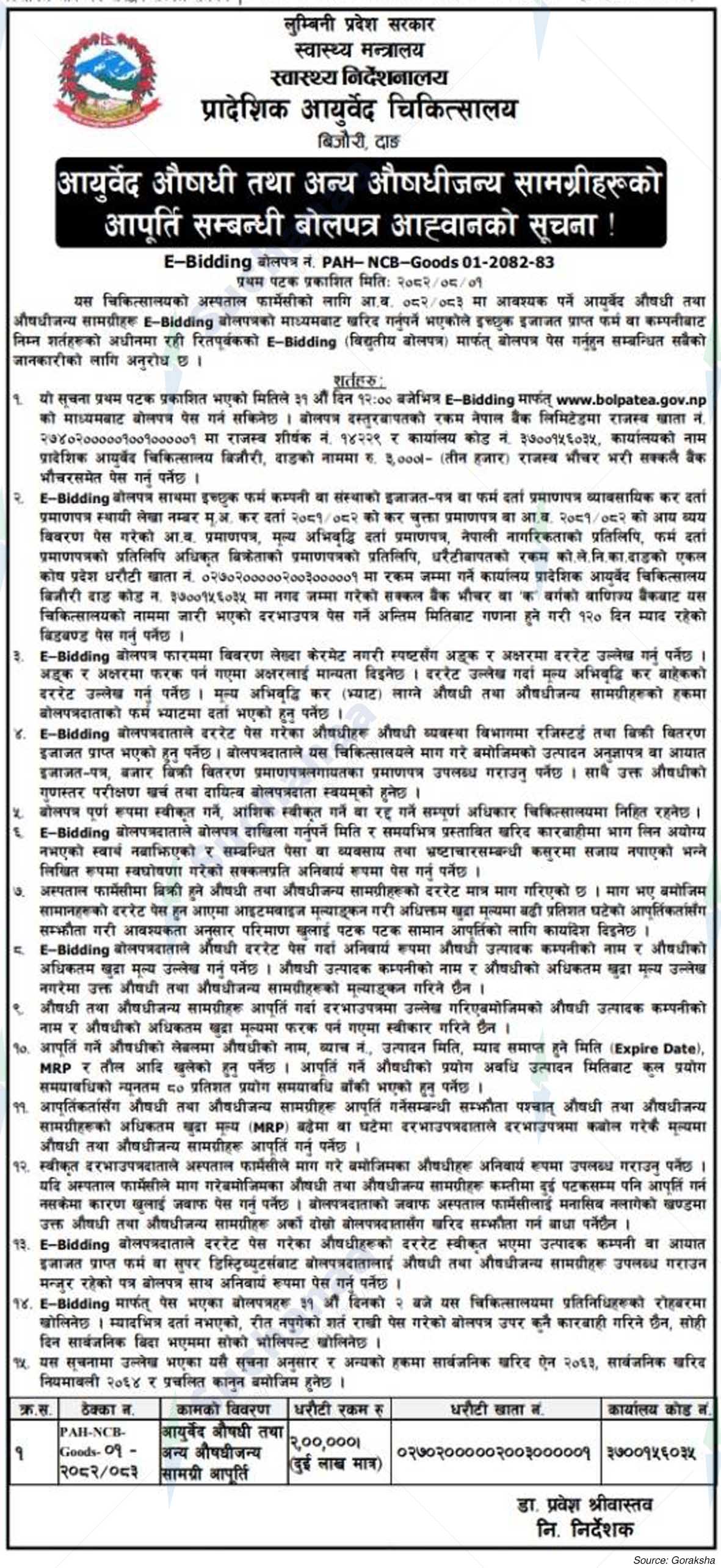 Provincial Ayurveda Hospital, Bijouri, Dang