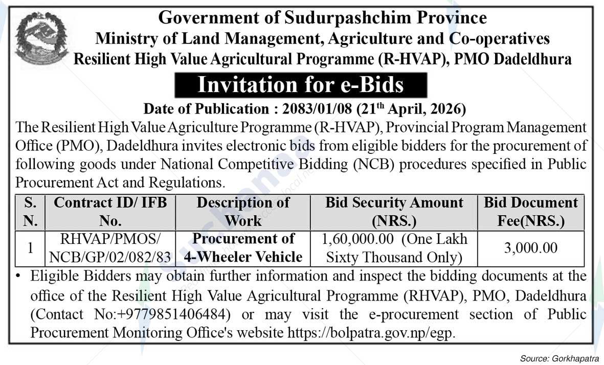 Resilient High Value Agricultural Programme (R-HVAP),  Dadeldhura