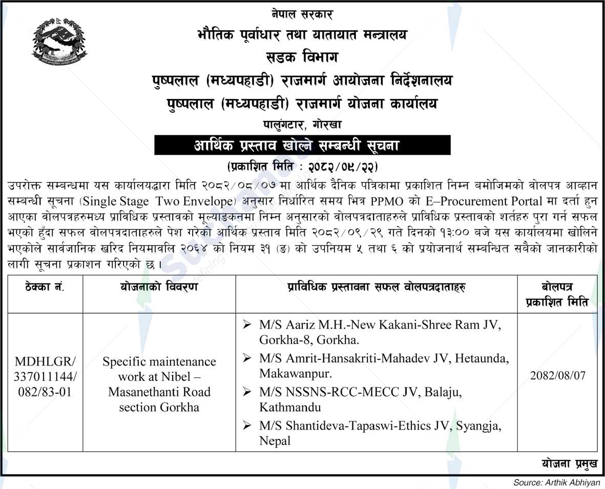 Pushpalal (Mid Hill) Highway Project Office, Palungtar, Gorkha