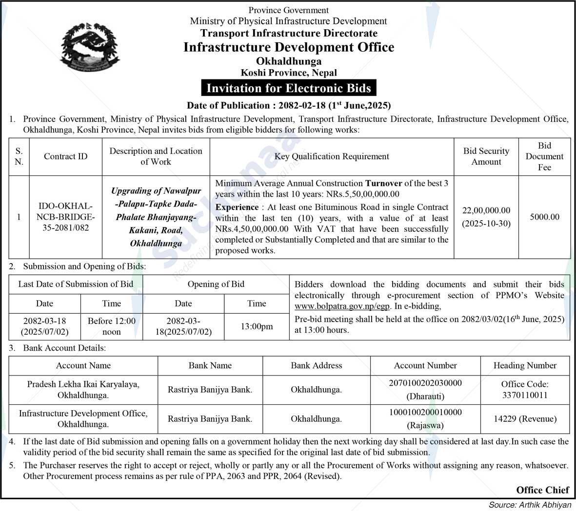 Infrastructure Development Office, Okhaldhunga