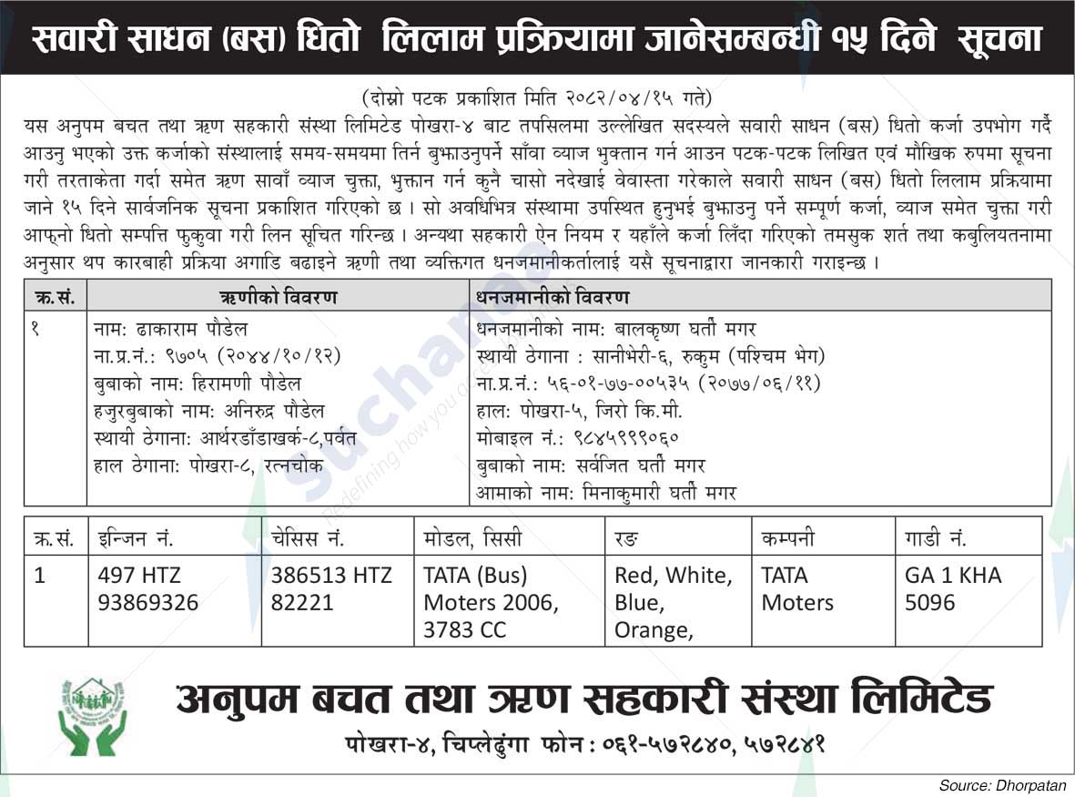 Anupam Saving & Credit Co-operative Ltd. (ASCC)