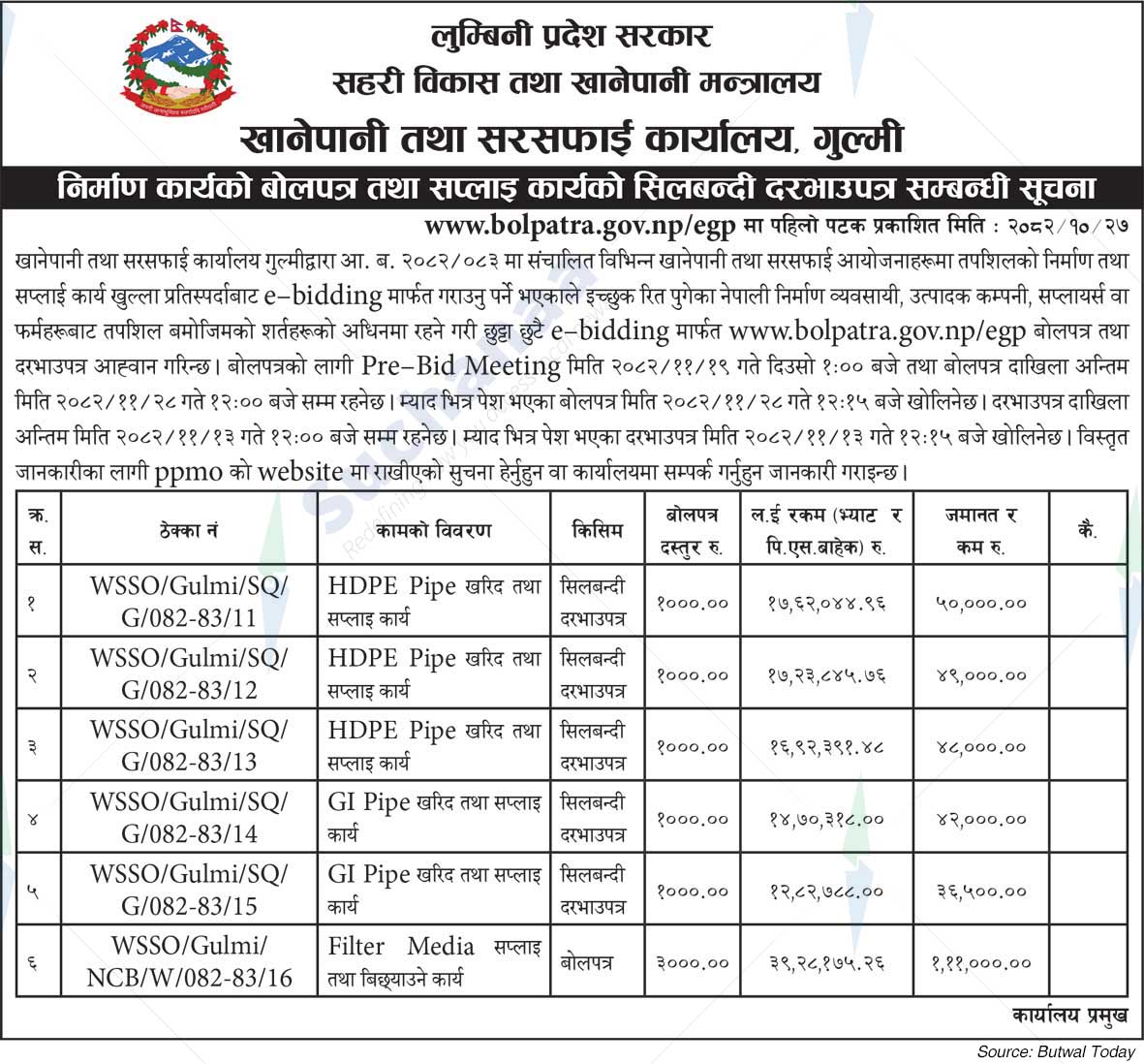 Water and Sanitation Office, Gulmi