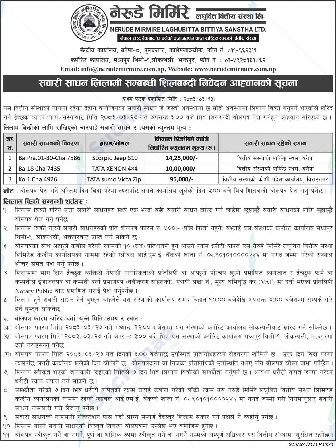 Nerude Mirmire Laghubitta Bittiya Sanstha Ltd.