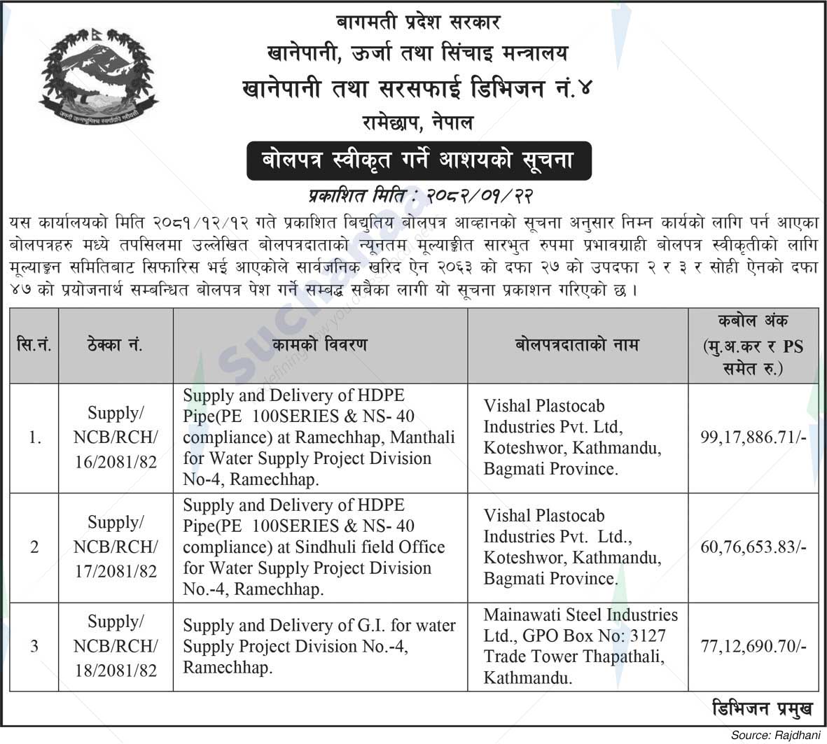Drinking Water and Sanitation Division Office No. 4