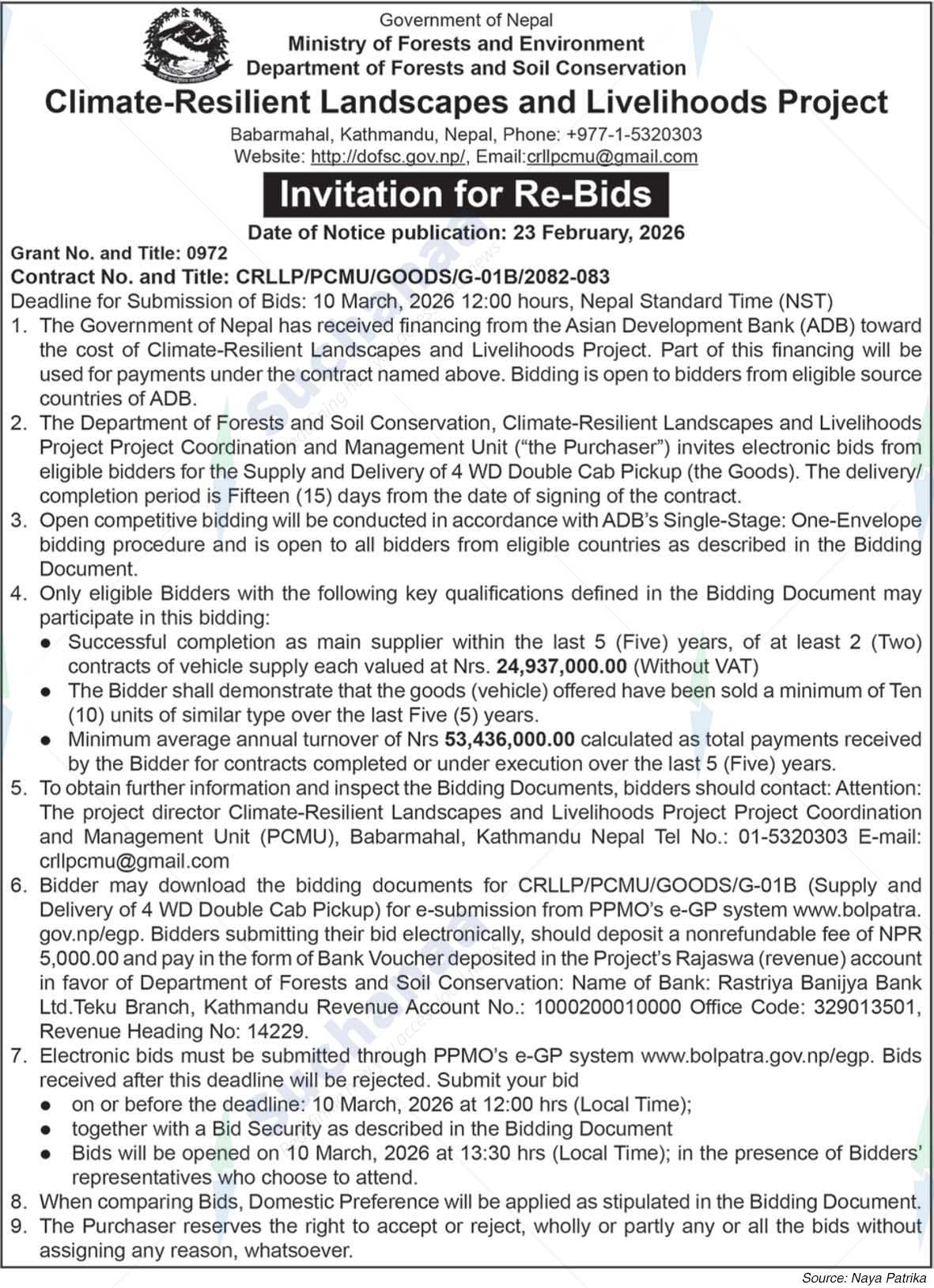 Climate-Resilient Landscapes and Livelihoods Project