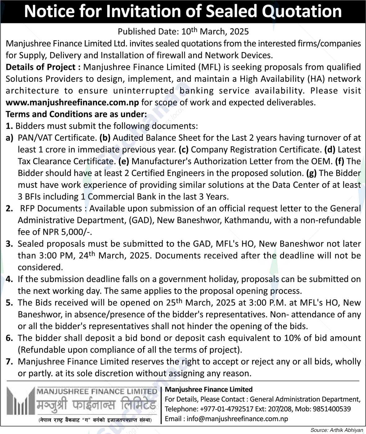 Manjushree Finance Limited