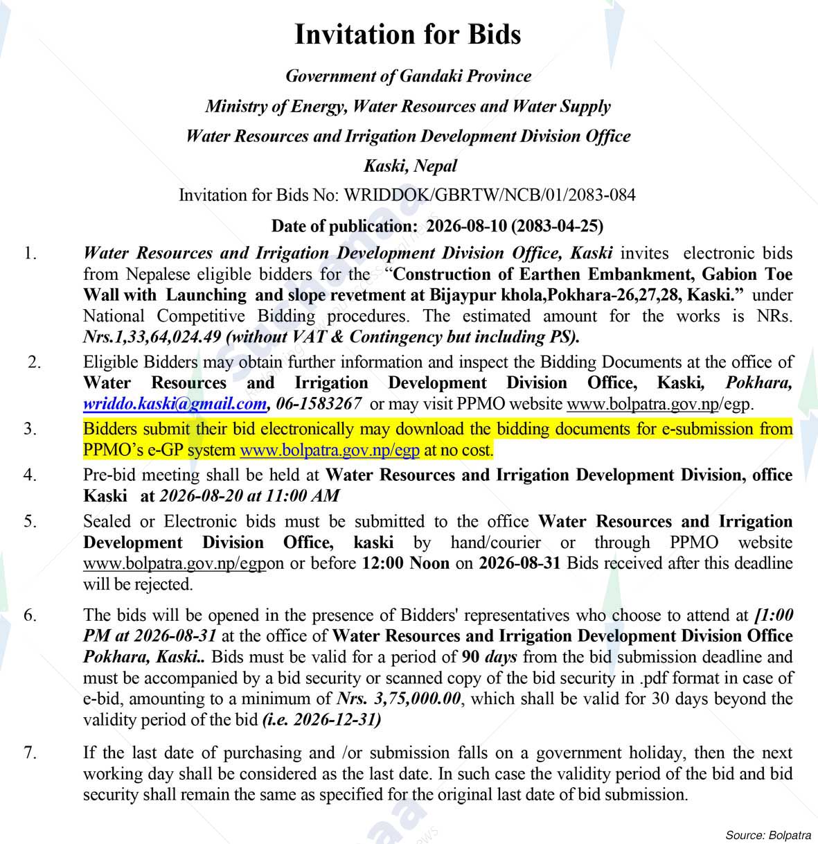 Water Resources and Irrigation Development Division, Kaski