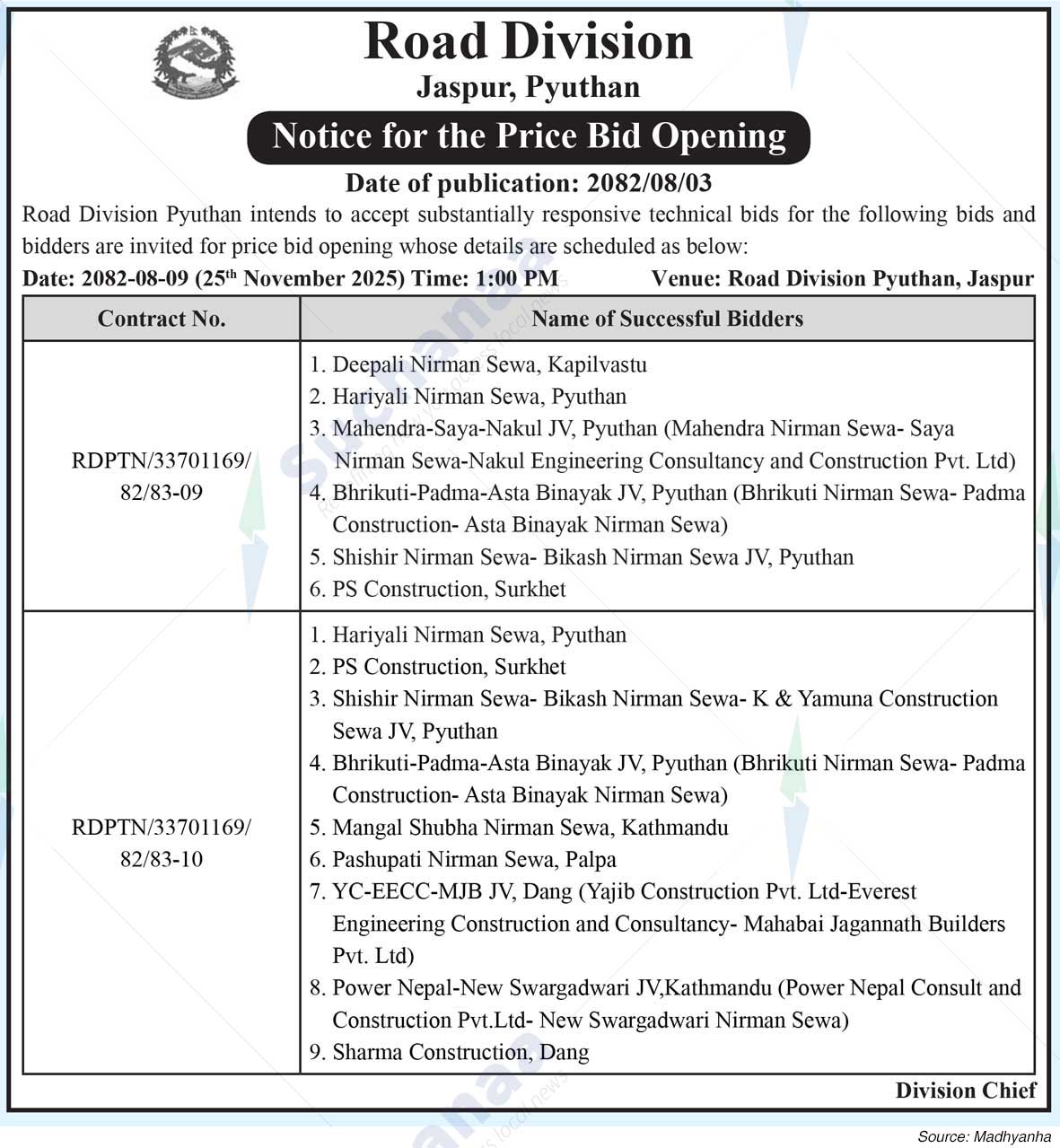 Road Division, Jaspur, Pyuthan