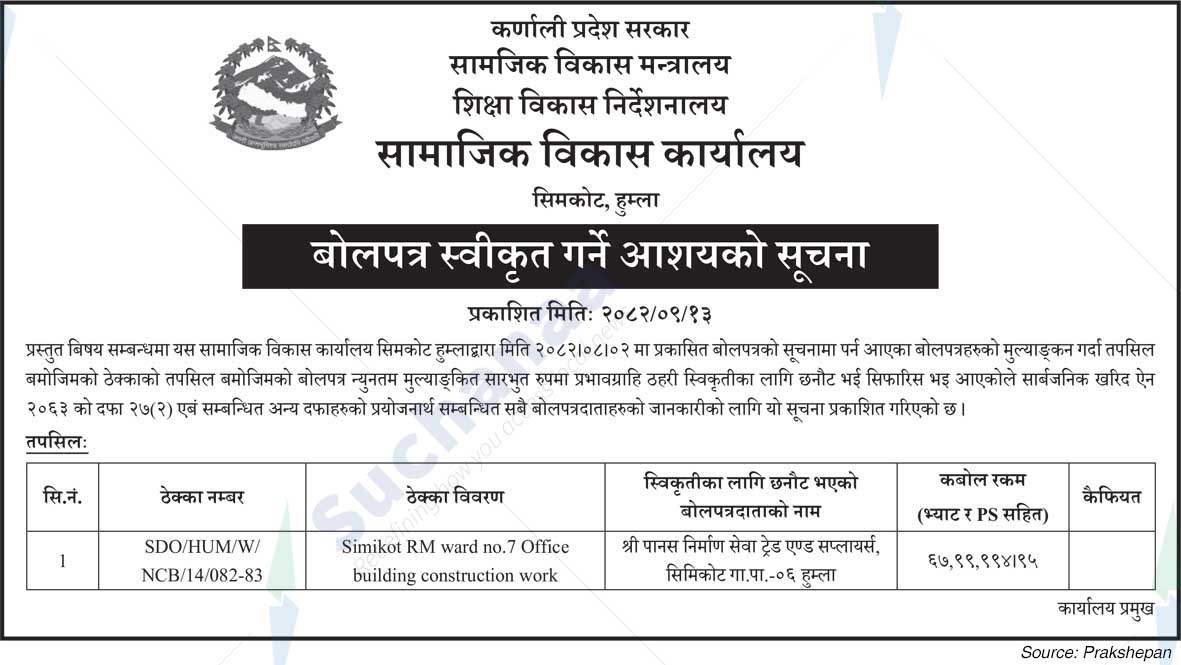 Ministry of Social Development, Simkot, Humla