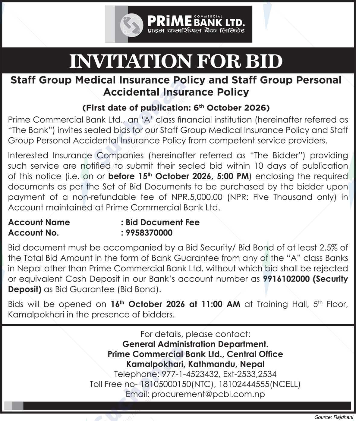 Prime Commercial Bank Limited