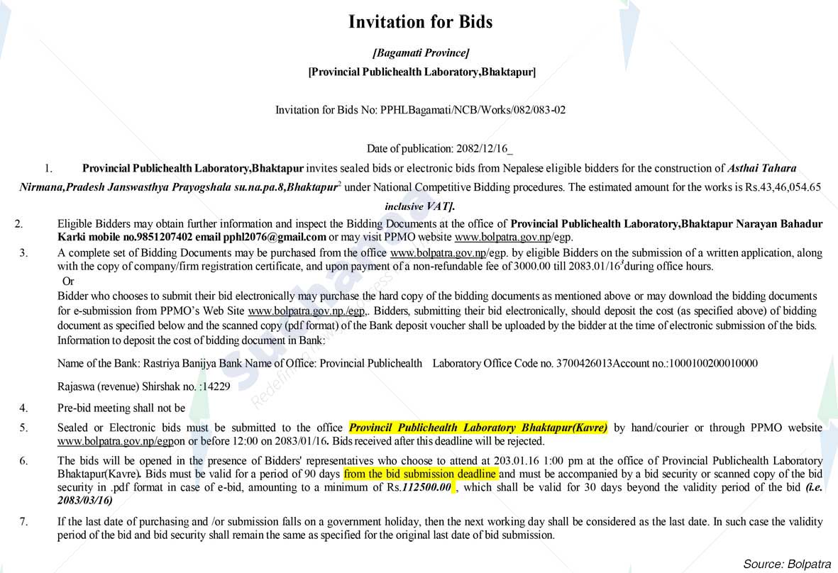 Province Public Health Laboratory, Kavrepalanchok