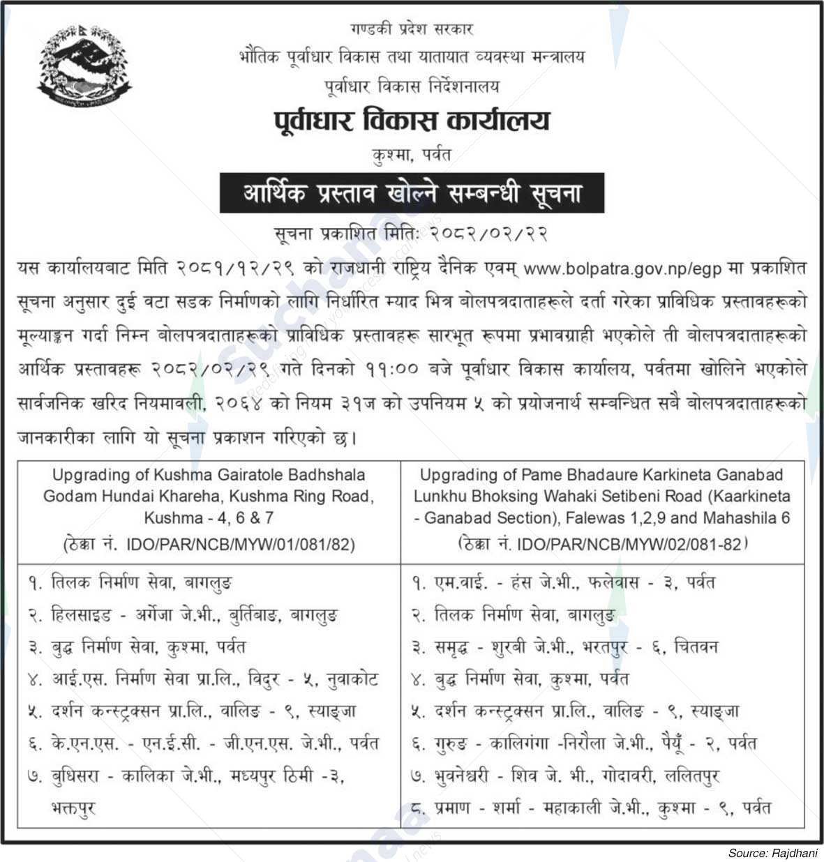 Infrastructure Development Office, Kushna
