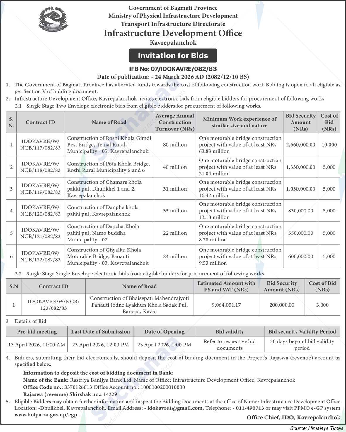Infrastructure Development Office, Kavrepalanchok