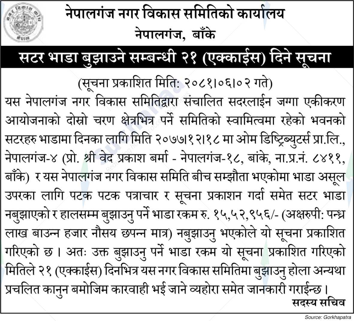 Nepalgunj Nagar Bikas Samitiko Karyalaya