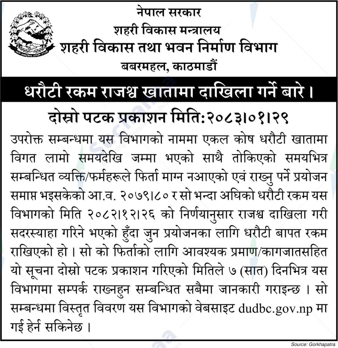 Department of Urban Development and Building Construction, Babarmahal, Kathmandu