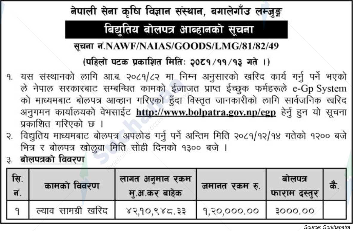 Nepal Army Institute of Agricultural Sciences (NAIAS)