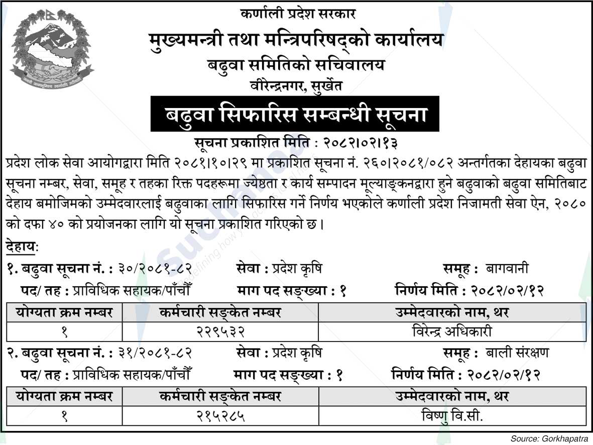 Secretariat of the Promotion Committee, Birendranagar